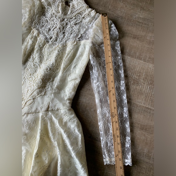 Vtg Jessica McClintock Victorian Edwardian Dress 8 Cottagecore Lace Wedding USA - Picture 12 of 16